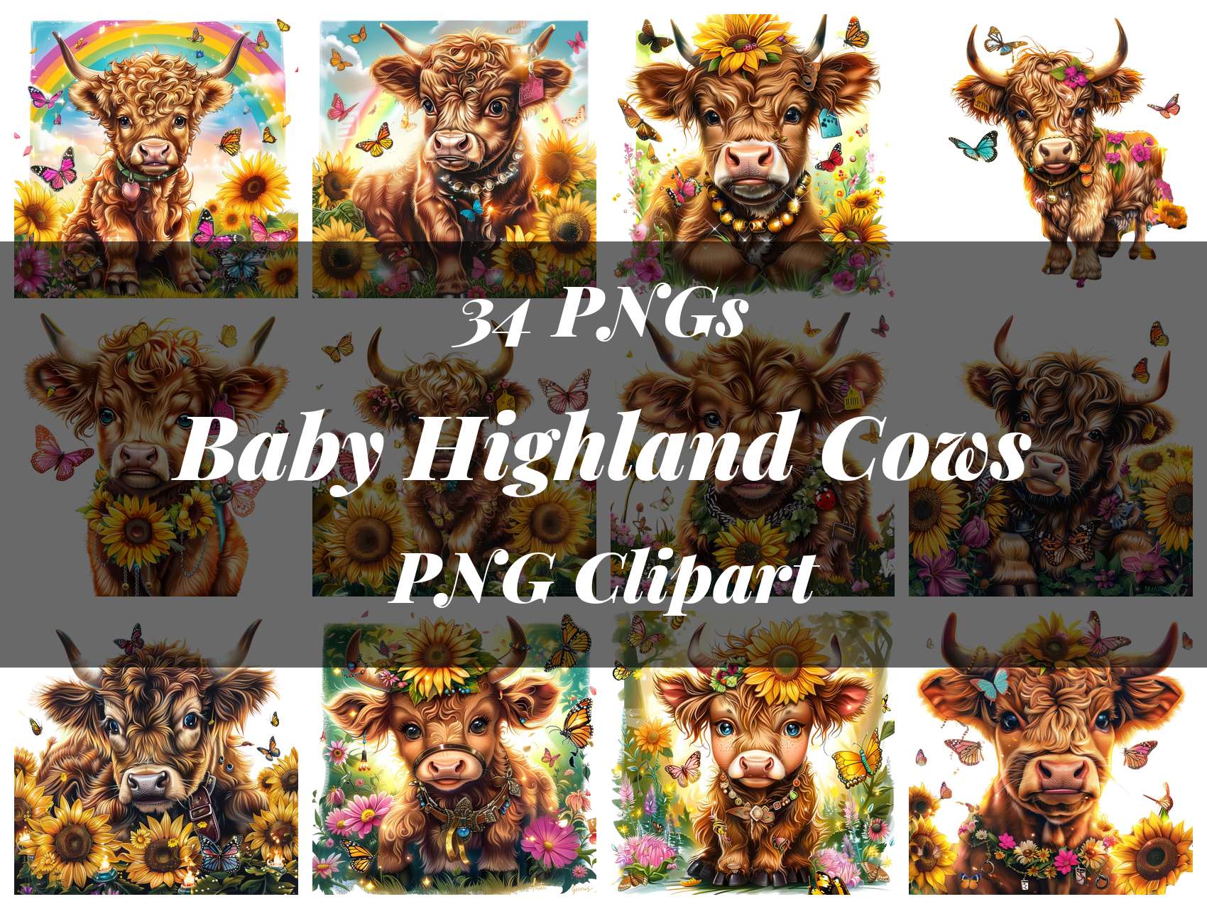 Baby Highland Cows Clipart