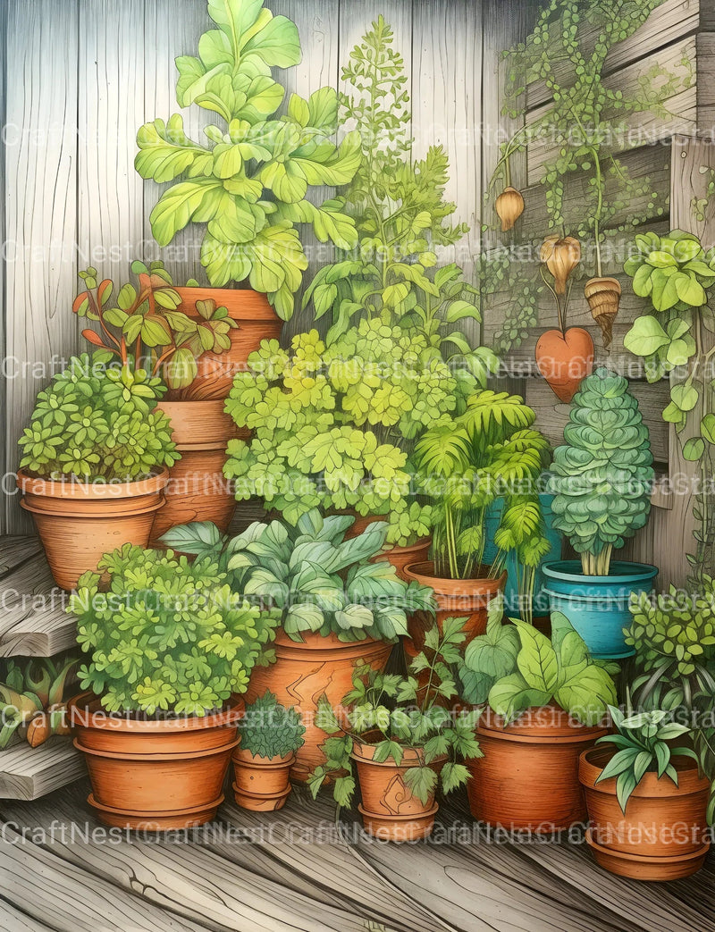 Herb Garden Coloring Book - CraftNest - Digital Crafting and Art