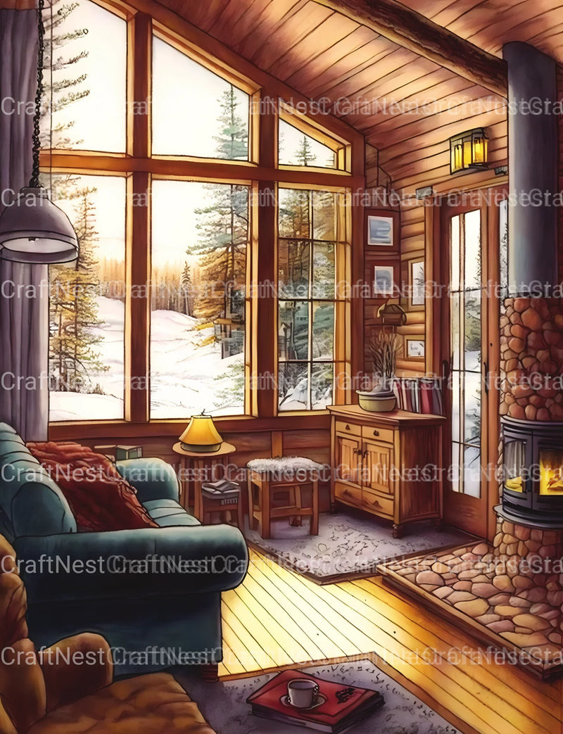 Cozy Cabins Coloring Book - CraftNest - Digital Crafting and Art