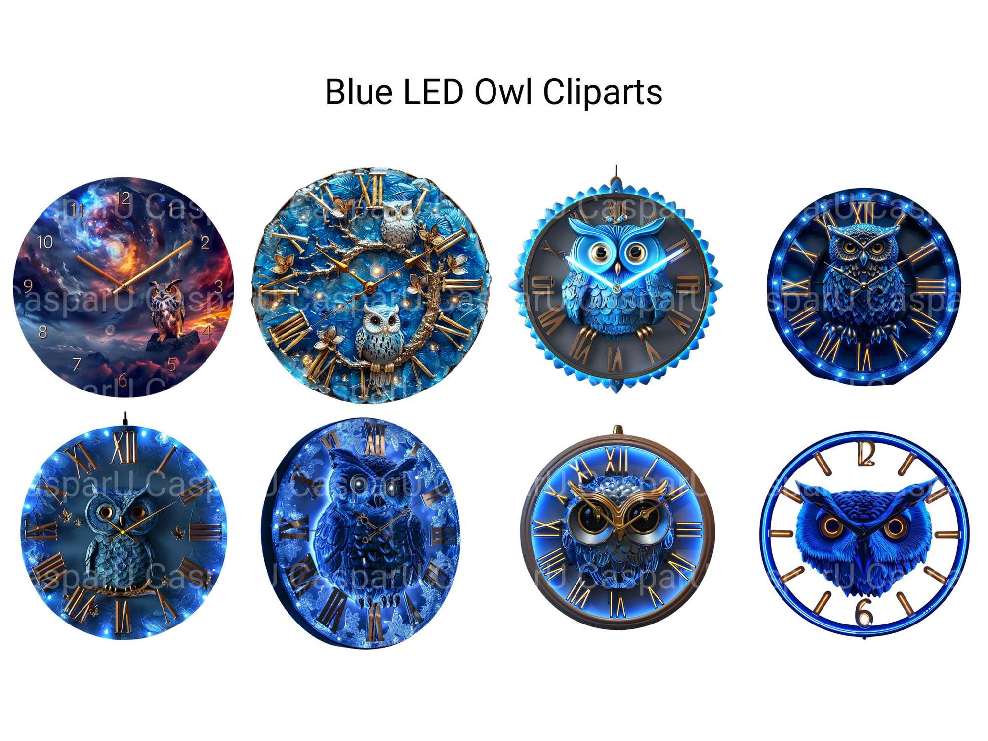 Blue LED Owl Clipart