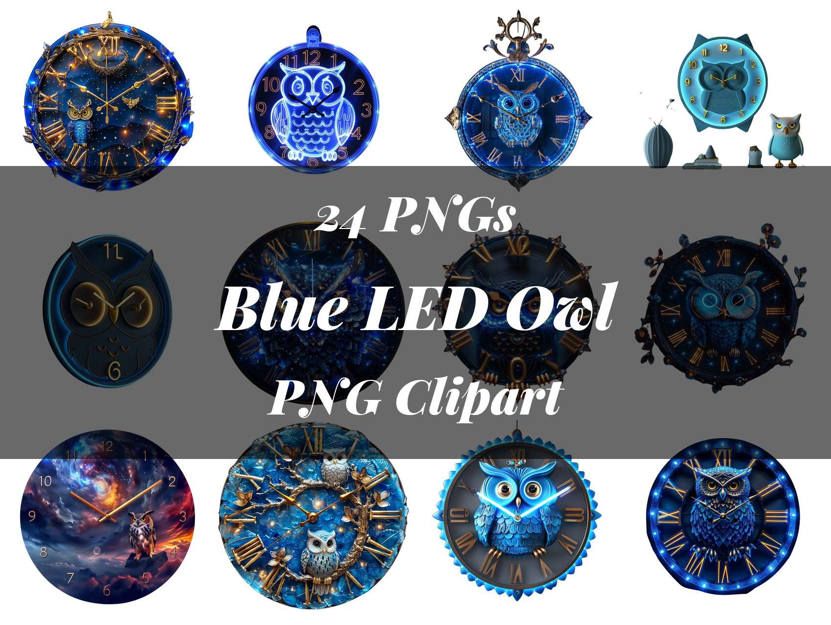 Blue LED Owl Clipart