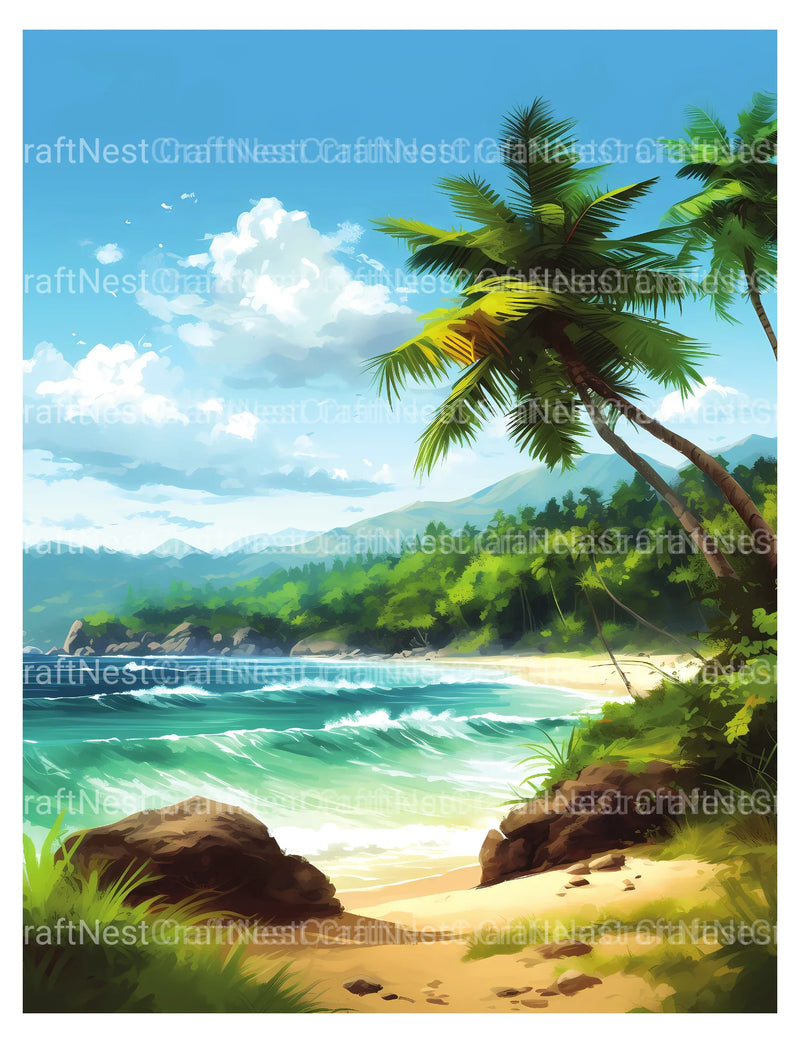 Tropical Beach Coloring Book - CraftNest - Digital Crafting and Art