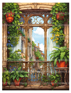 Mediterranean Windows Coloring Book - CraftNest - Digital Crafting and Art