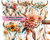Cow Skull with Crown Flowers and Sunflowers