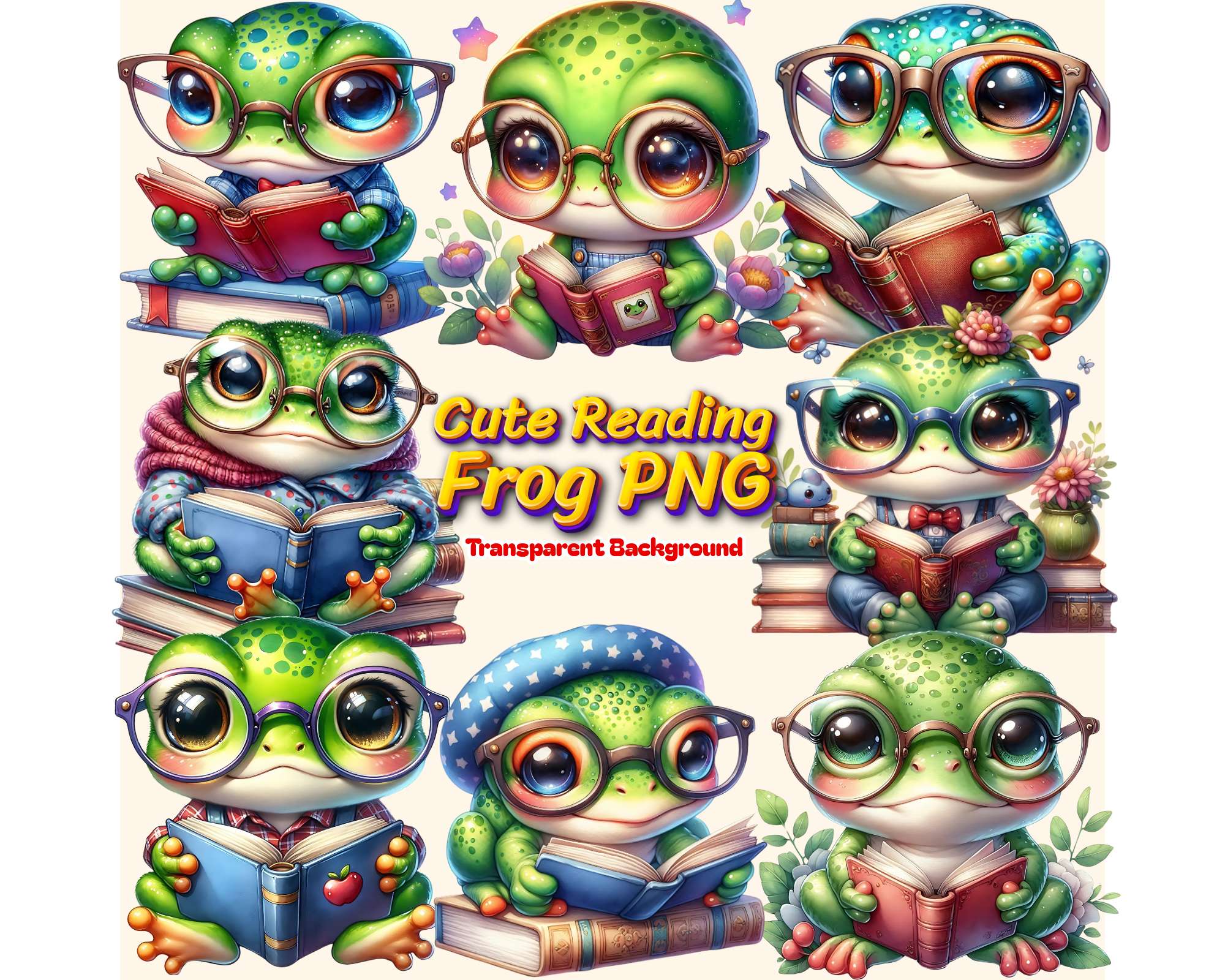 Cute Reading Frog