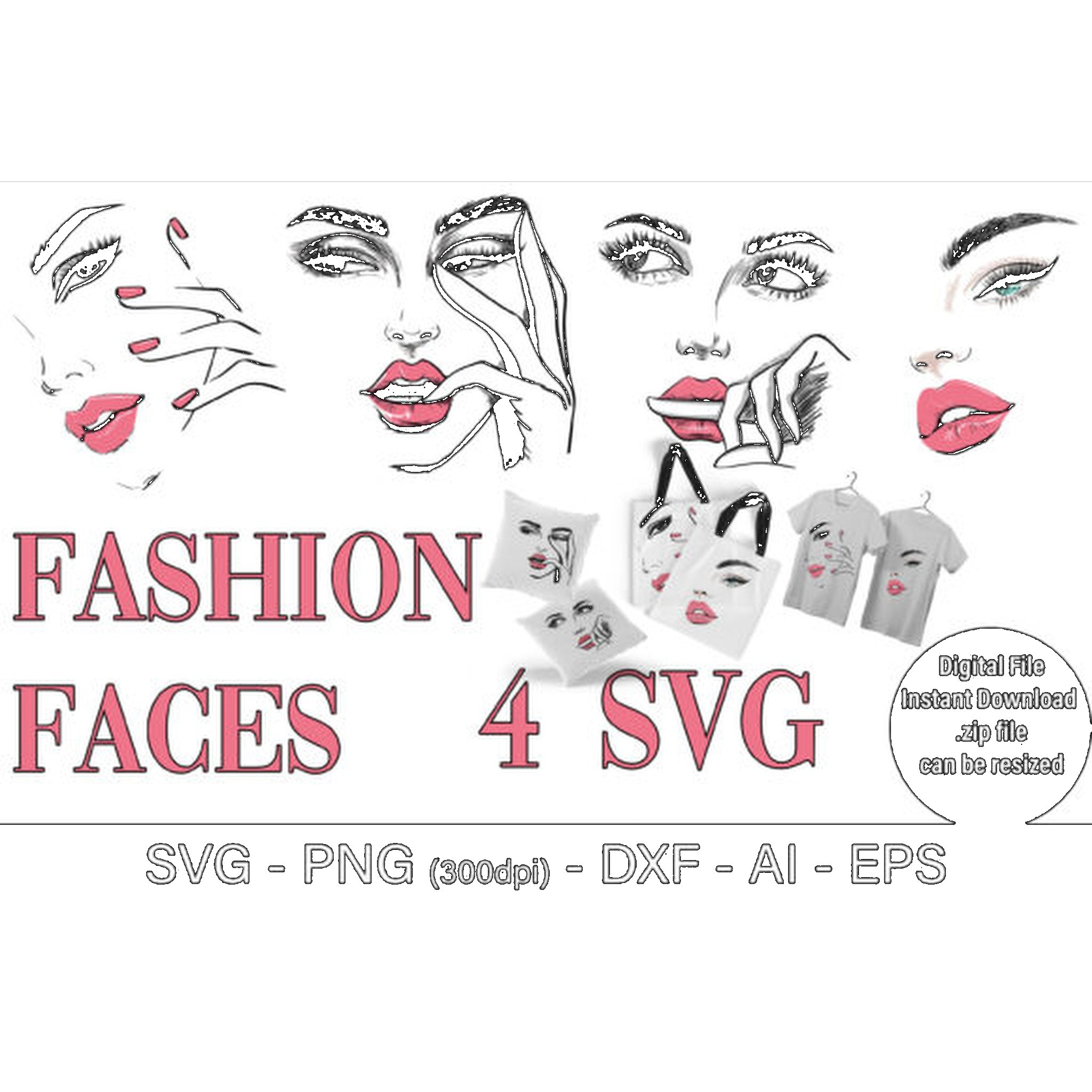 Fashion Faces SVG Bundle