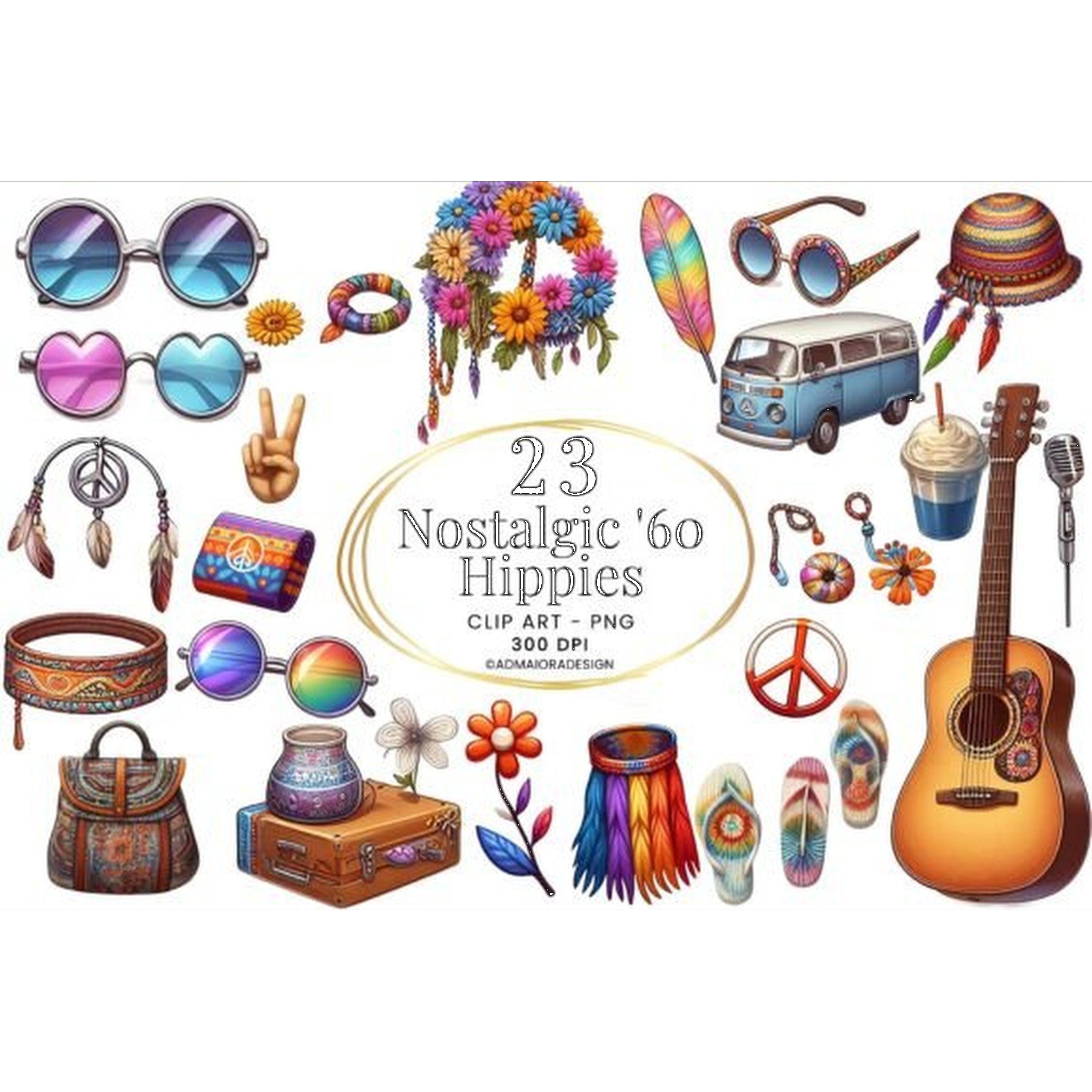 60s Hippies Clipart