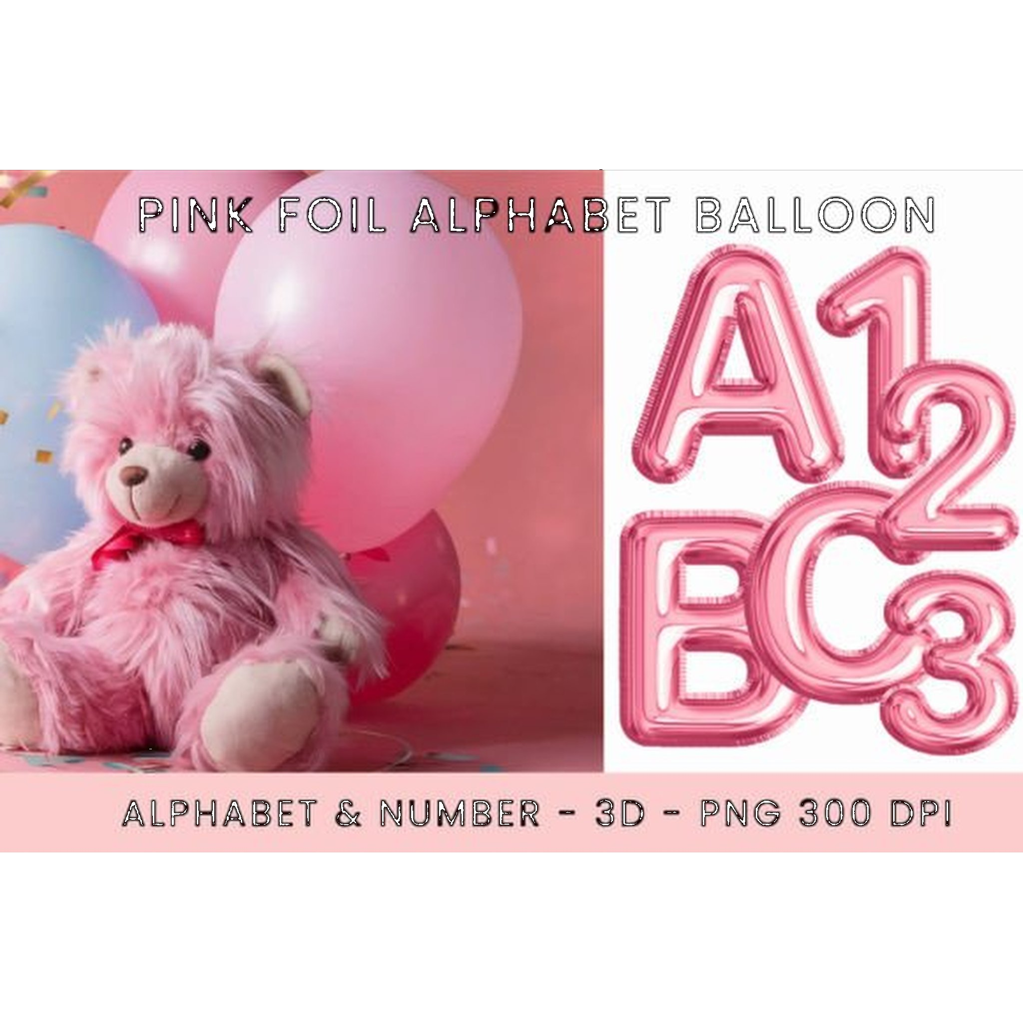 Pink Foil Alphabet Balloon Clipart