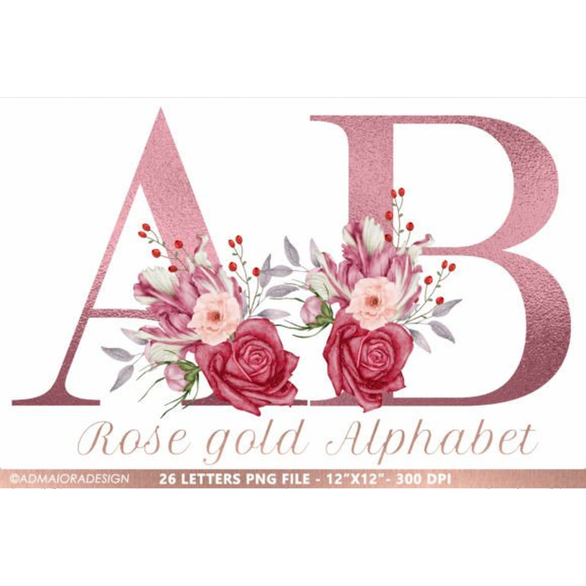 Rose Gold Alphabet Clipart