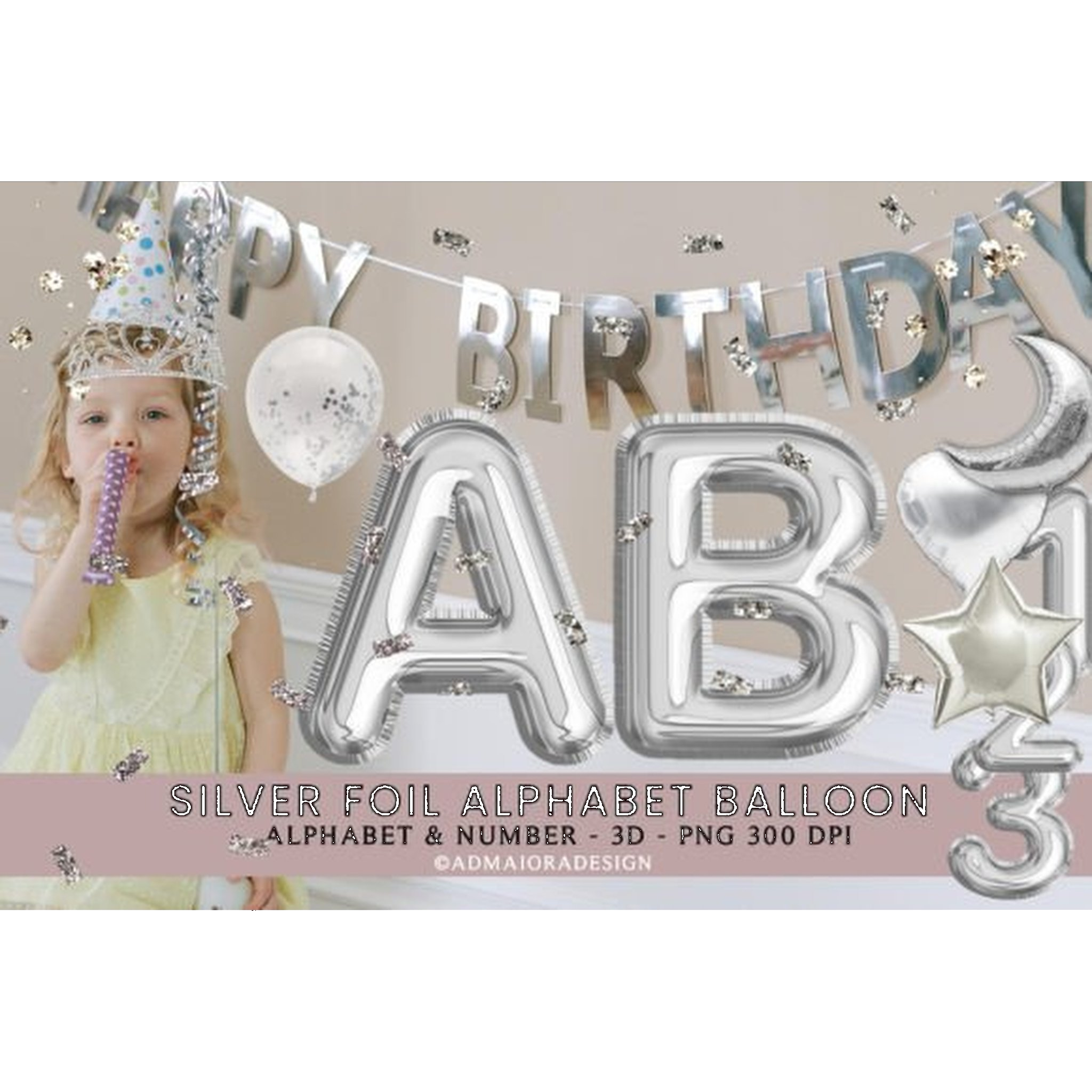 Silver Foil Alphabet Overlays Clipart