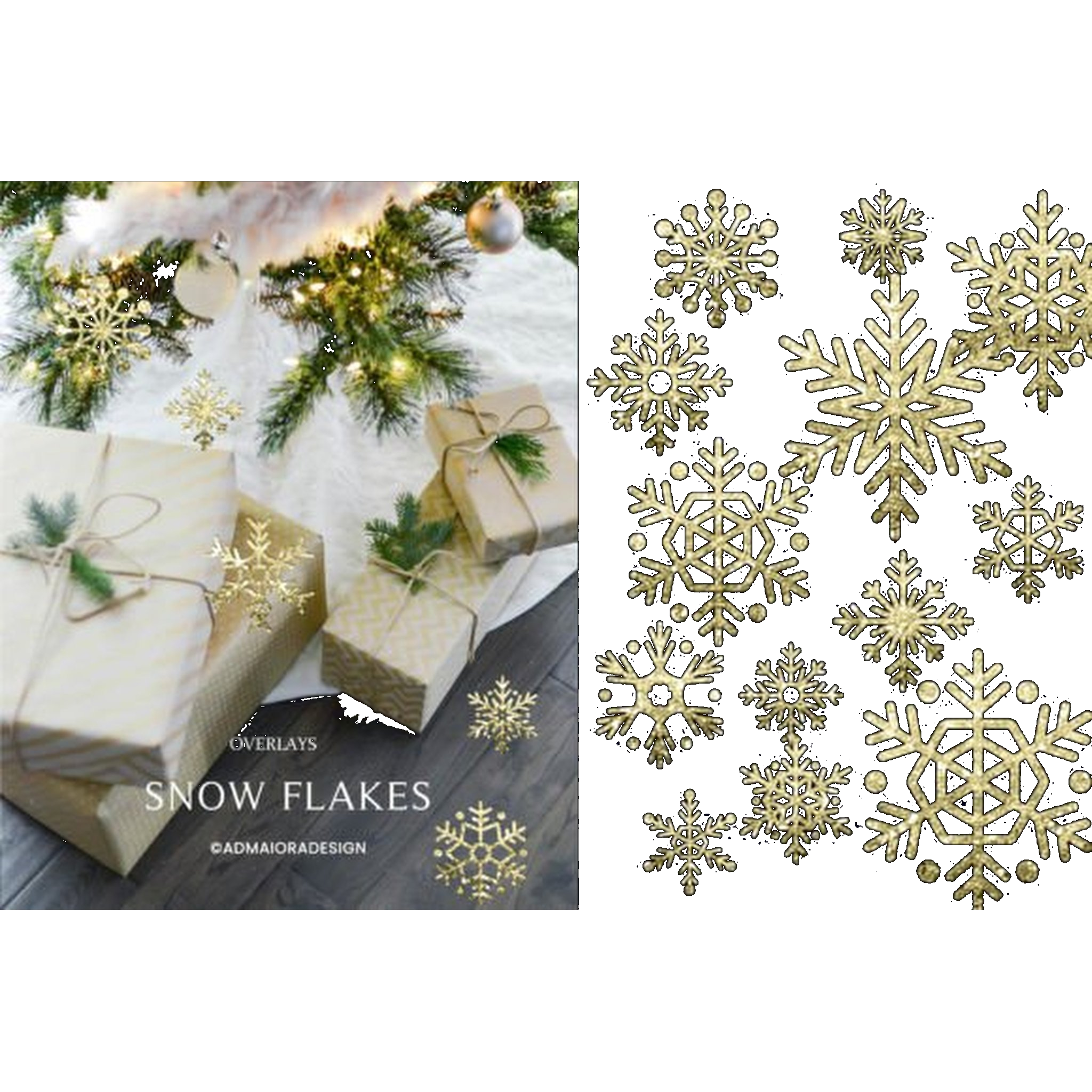 Gold Glitter Snowflakes Clipart