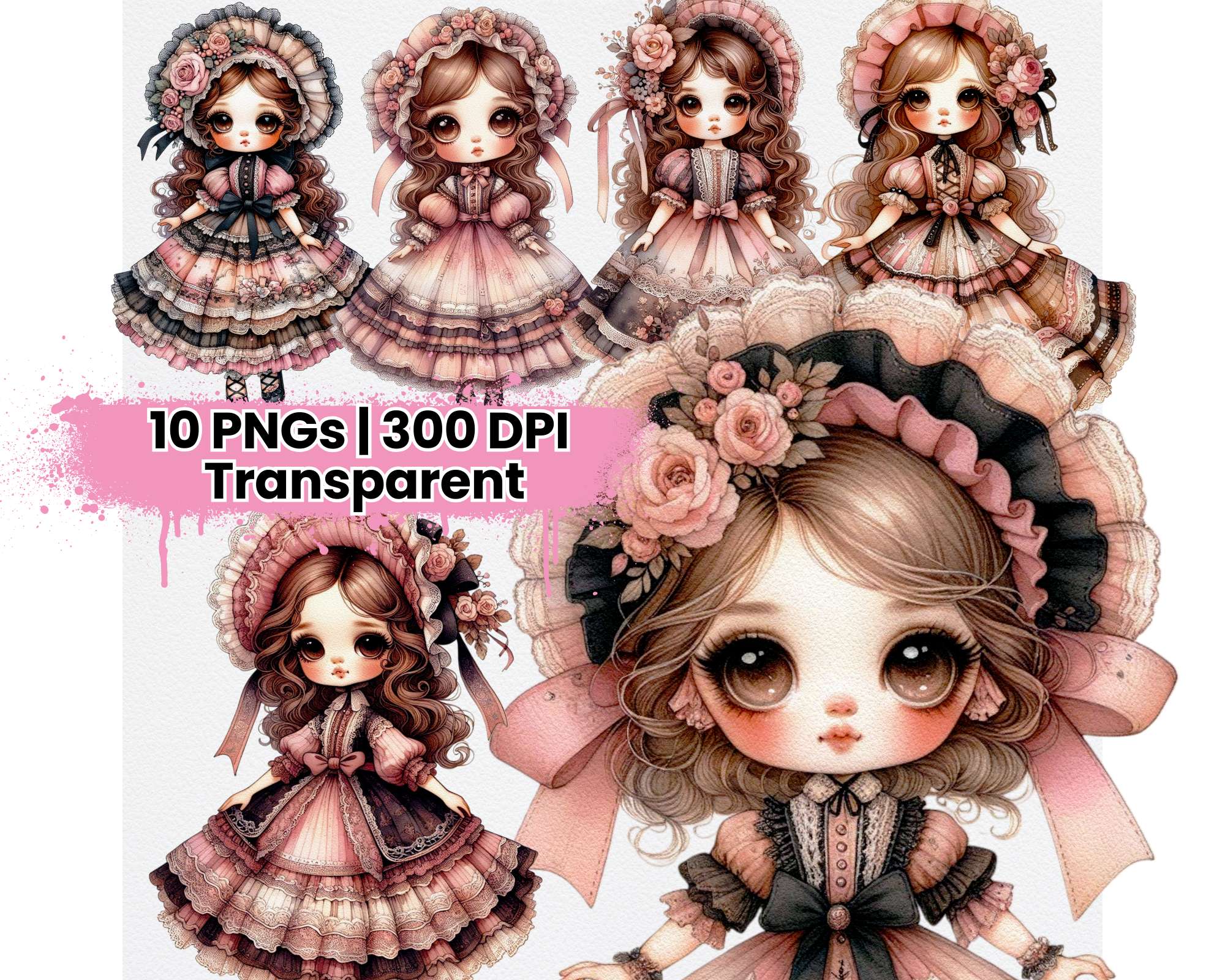 Vintage Pink and Black Doll