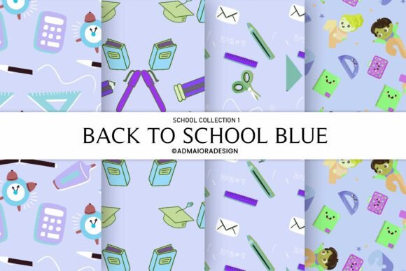 Back to School Blue Digital Paper