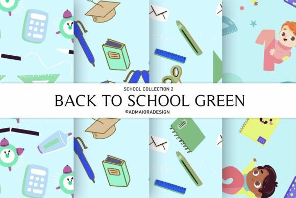 Back to School Green Digital Paper