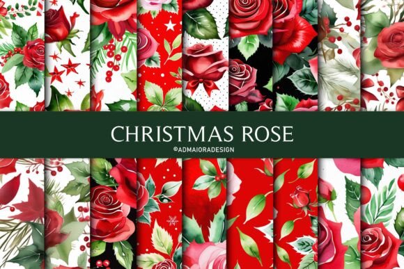 Christmas Roses Seamless Digital Paper