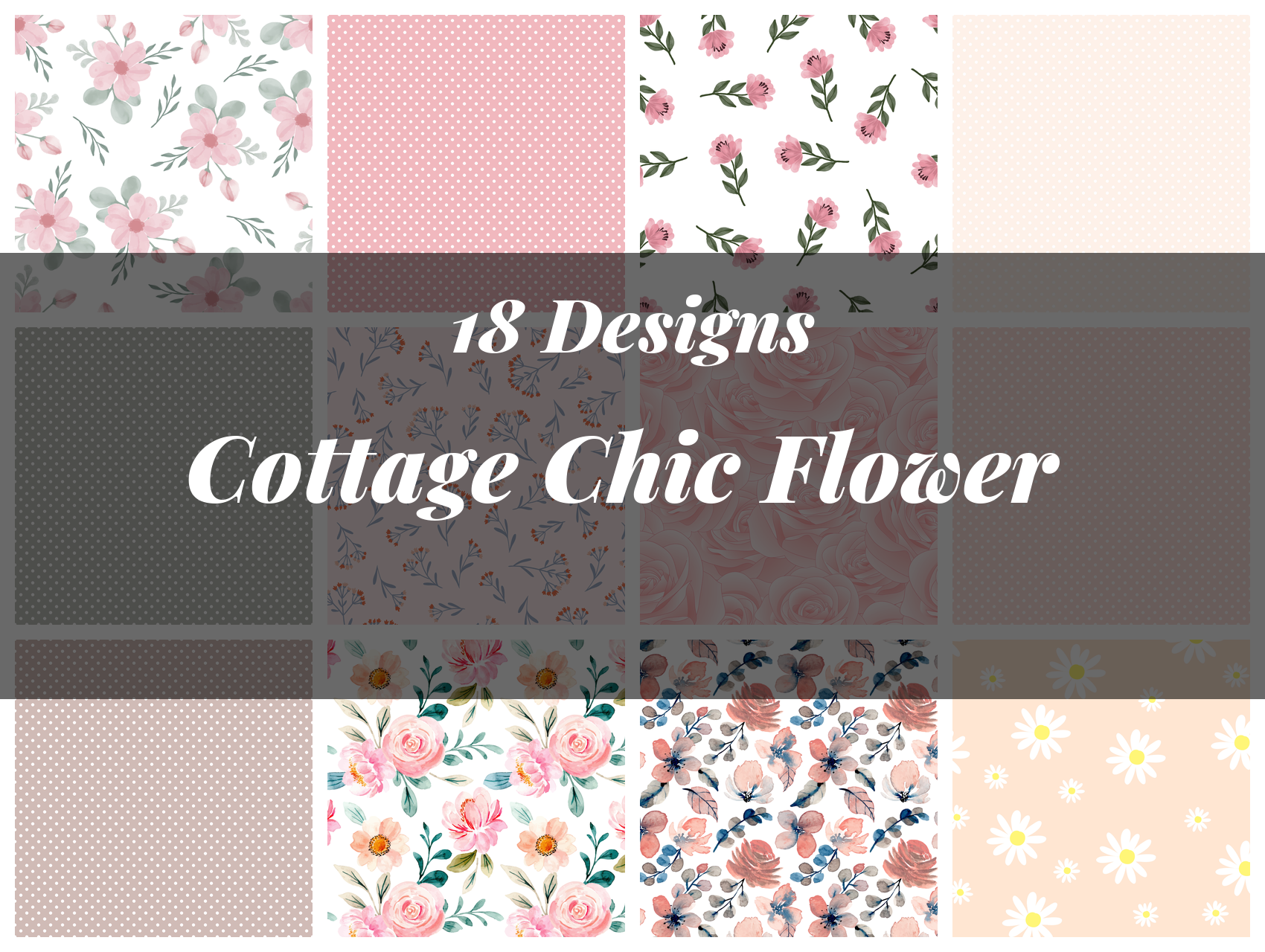 Cottage Chic Flower Seamless Digital Paper