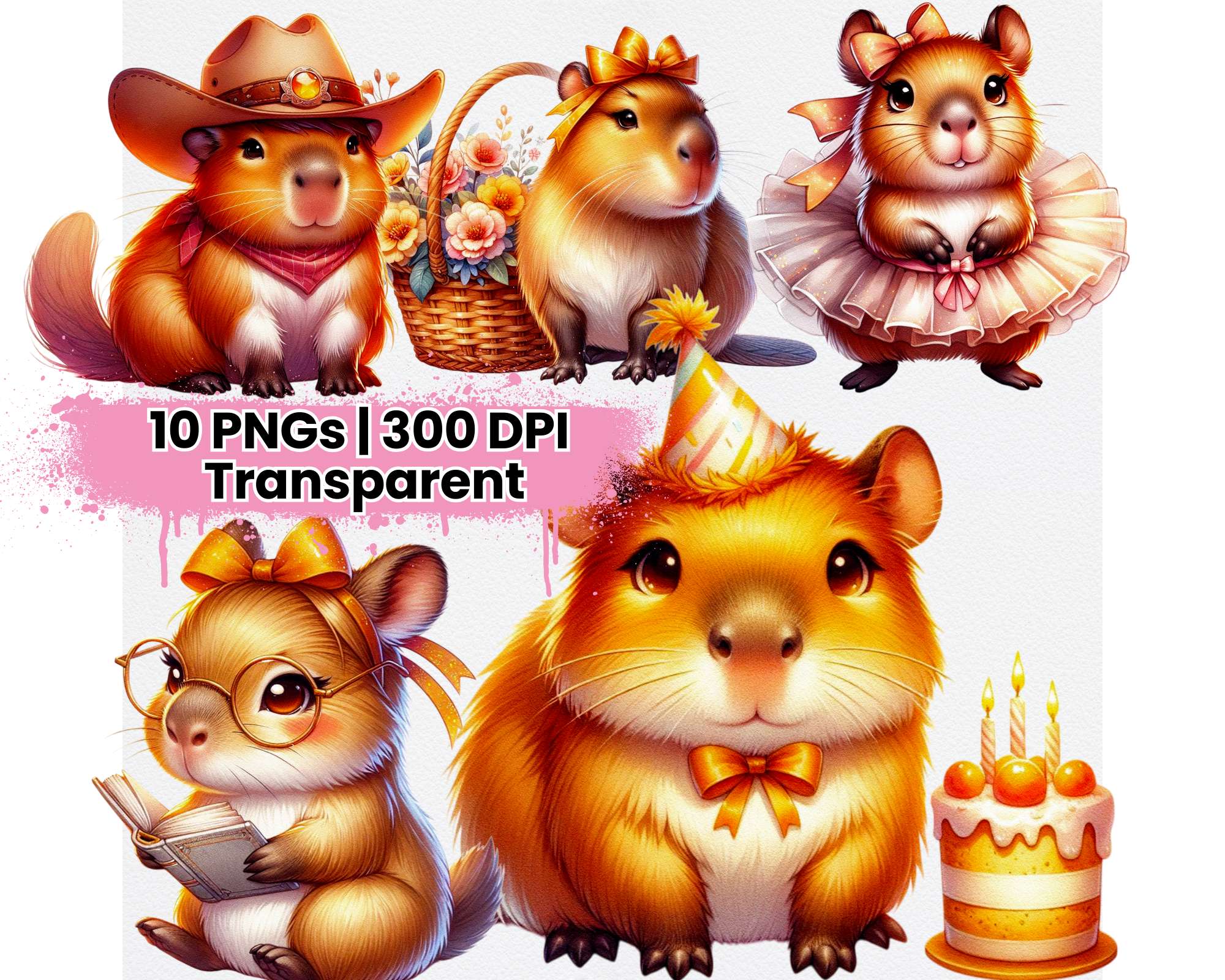 Cute Capybara Amber Glow