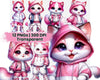 Cute Pink Cat in Stylish Outfit