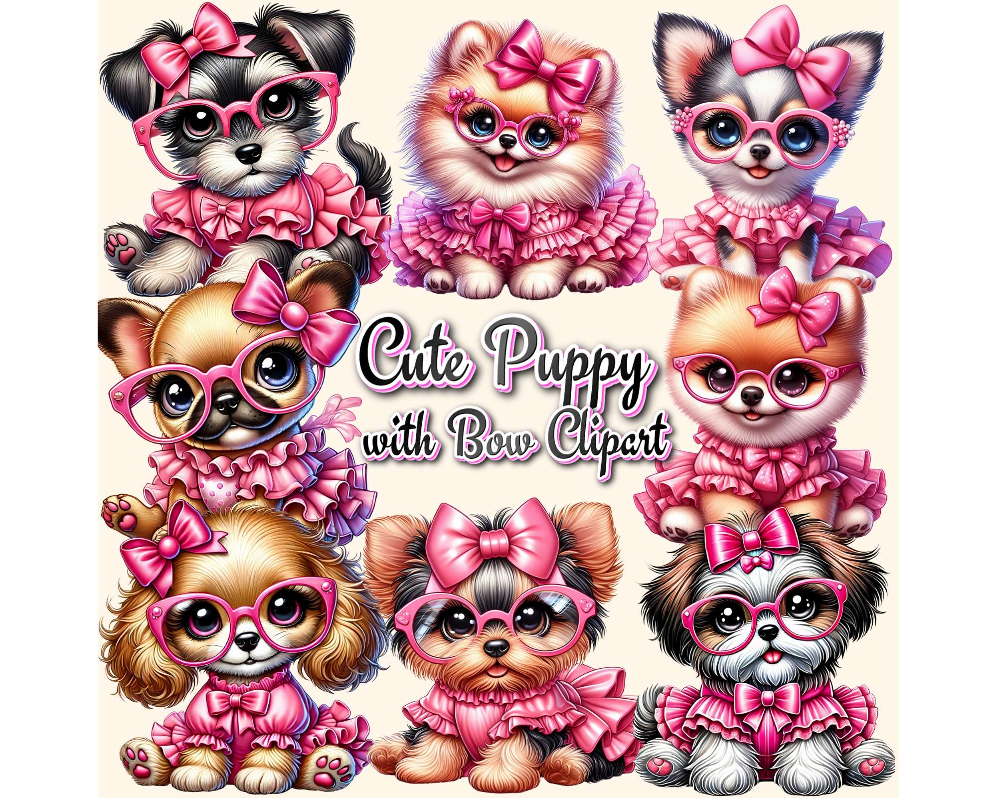 Cute Puppy with Bow