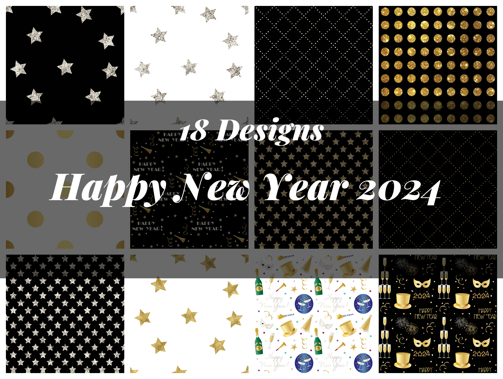 Happy New Year 2024 Seamless Digital Paper