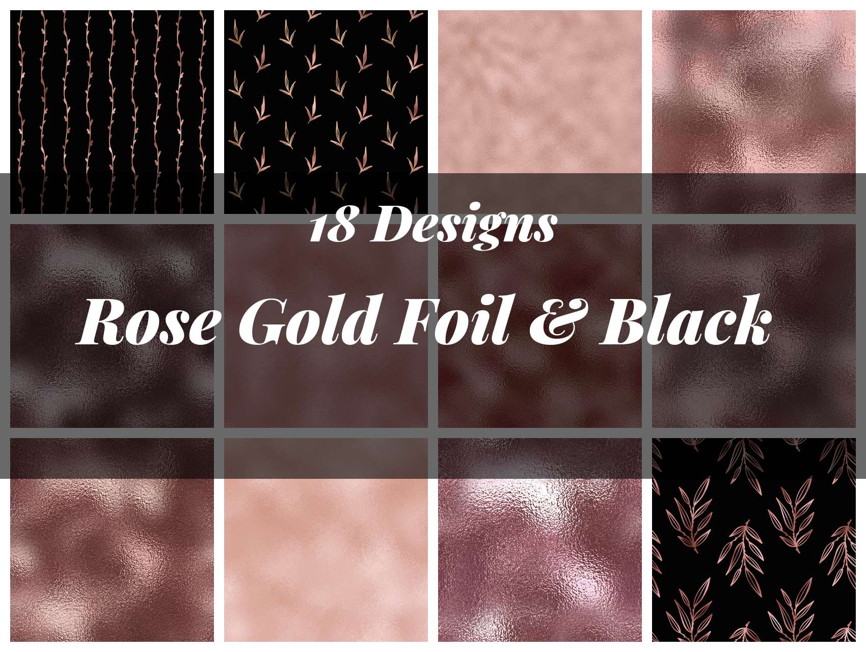 Rose Gold Foil & Black Texture Paper