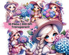 Spring Girl Gnomes Hydrangeas