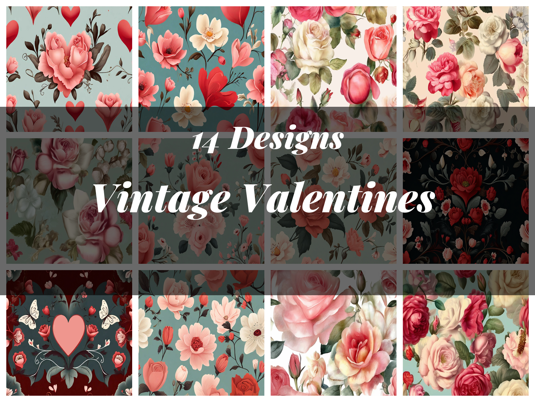 Vintage Valentines Seamless Digital Paper