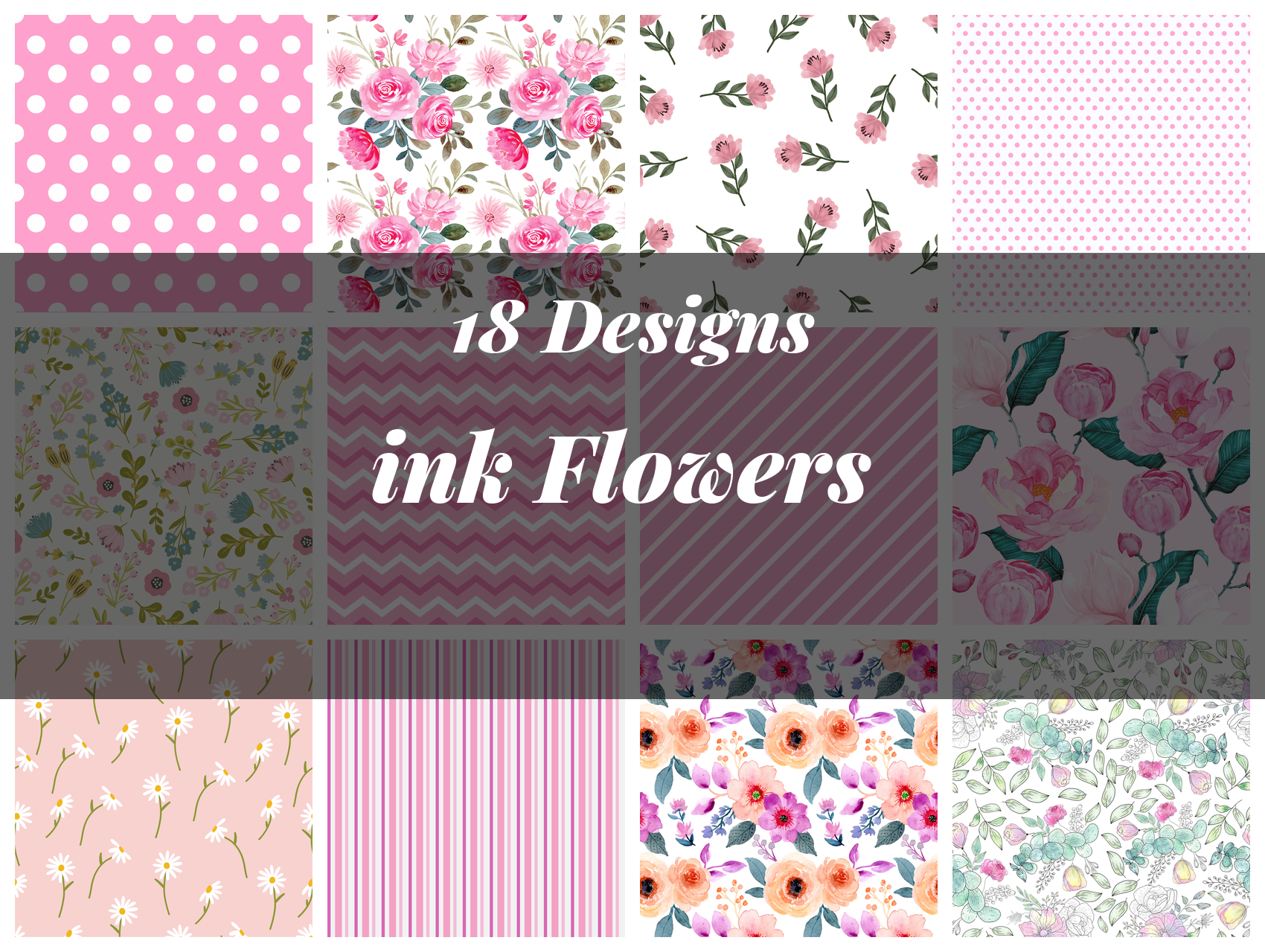 Ink Flowers Seamless Digital Paper