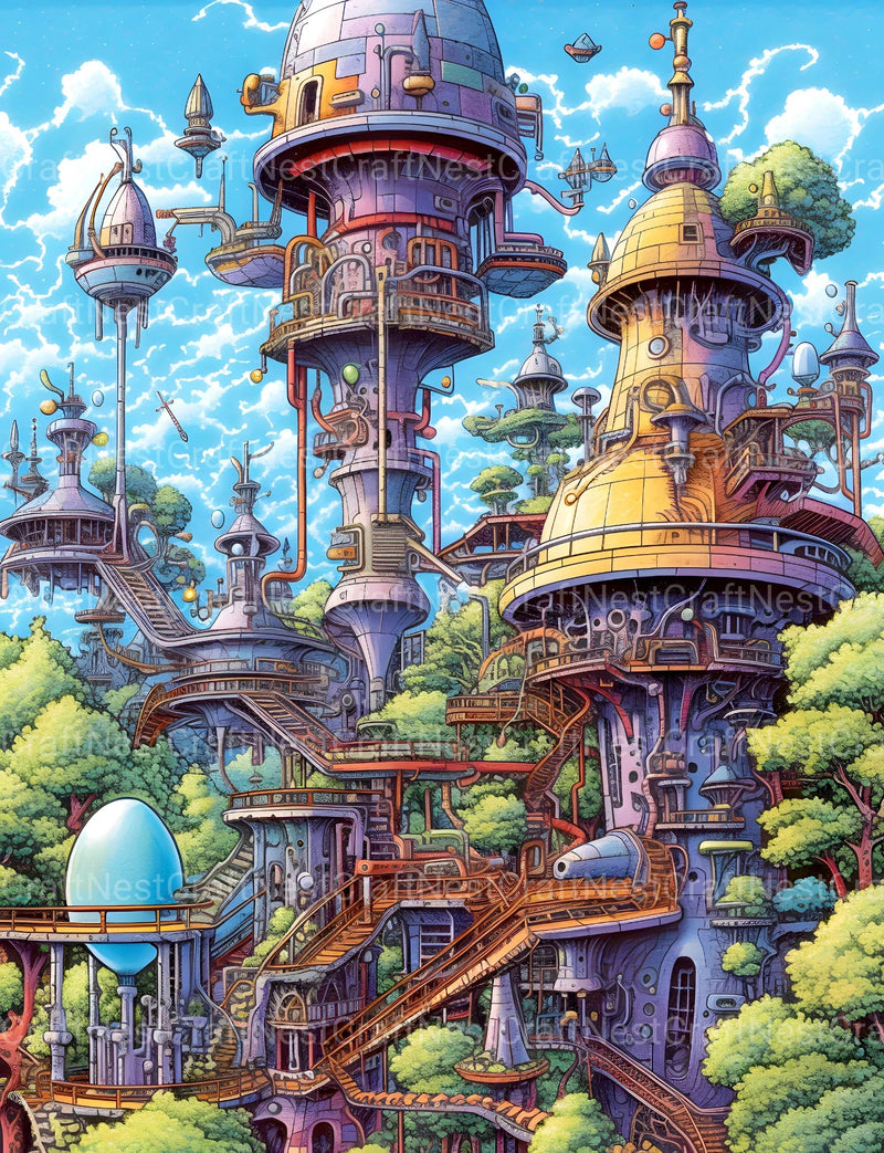 Sci-Fi Landscape Coloring Book - CraftNest - Digital Crafting and Art