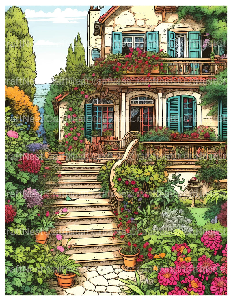 Garden Terrace Coloring Book - CraftNest - Digital Crafting and Art