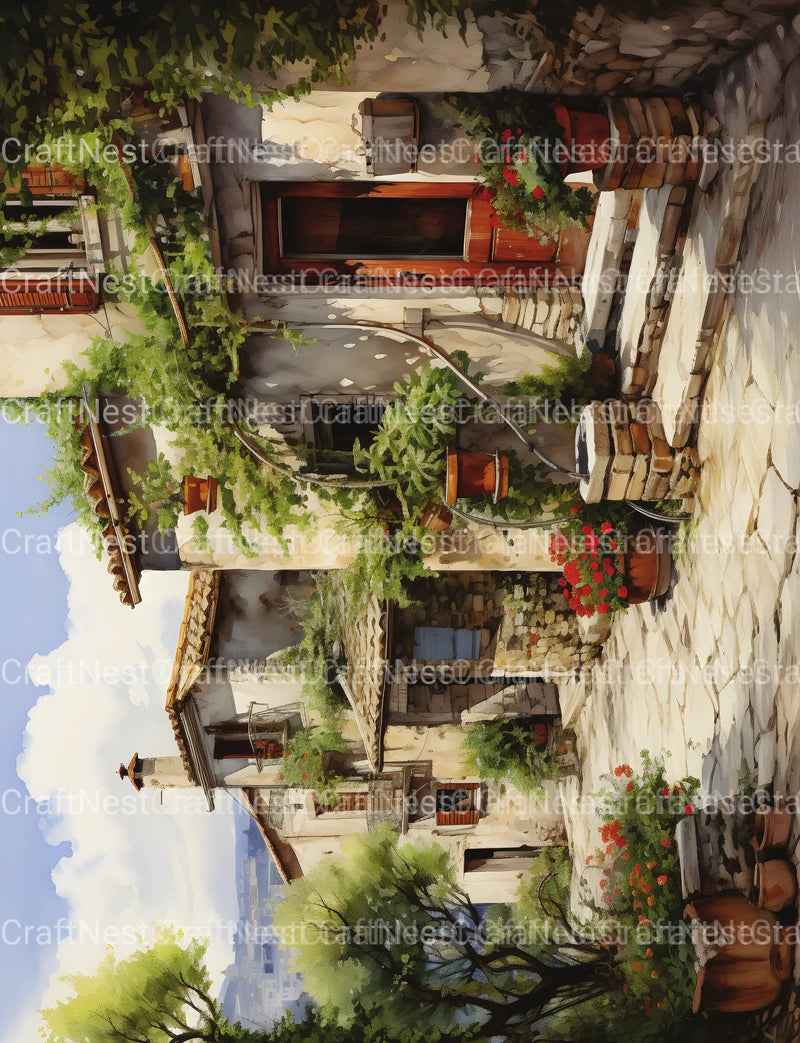 Italian Village Landscapes Coloring Book - CraftNest - Digital Crafting and Art