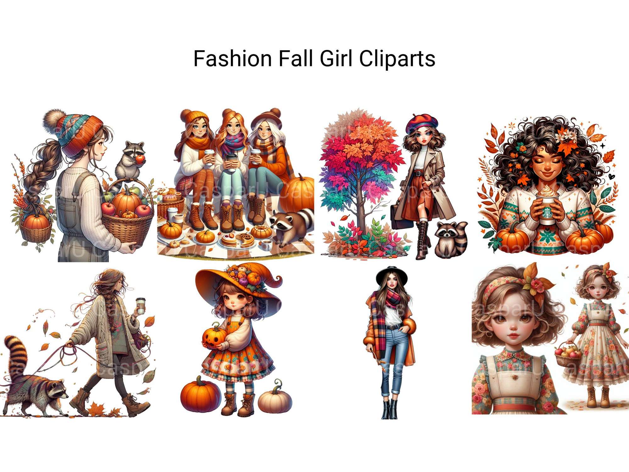 Fashion Fall Girl Clipart