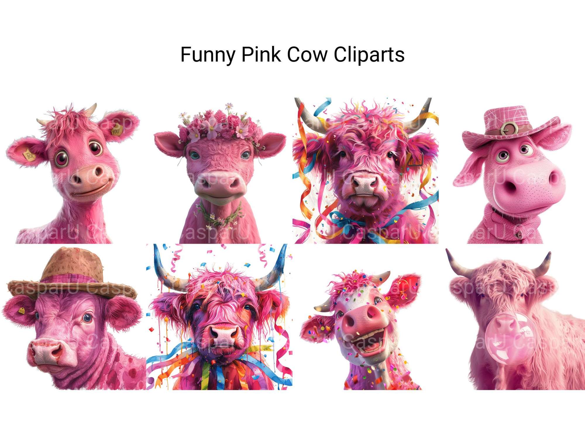 Funny Pink Cow Clipart