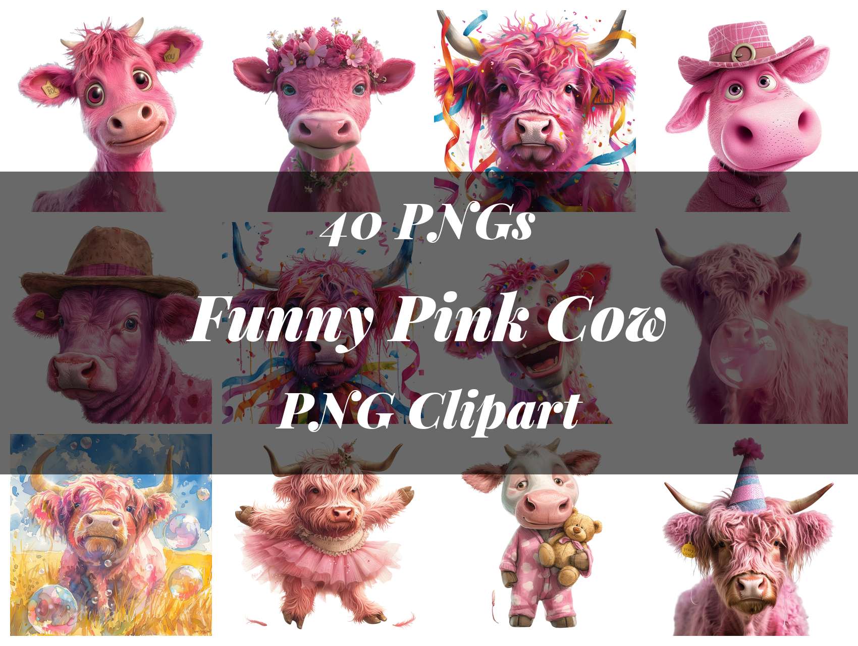 Funny Pink Cow Clipart