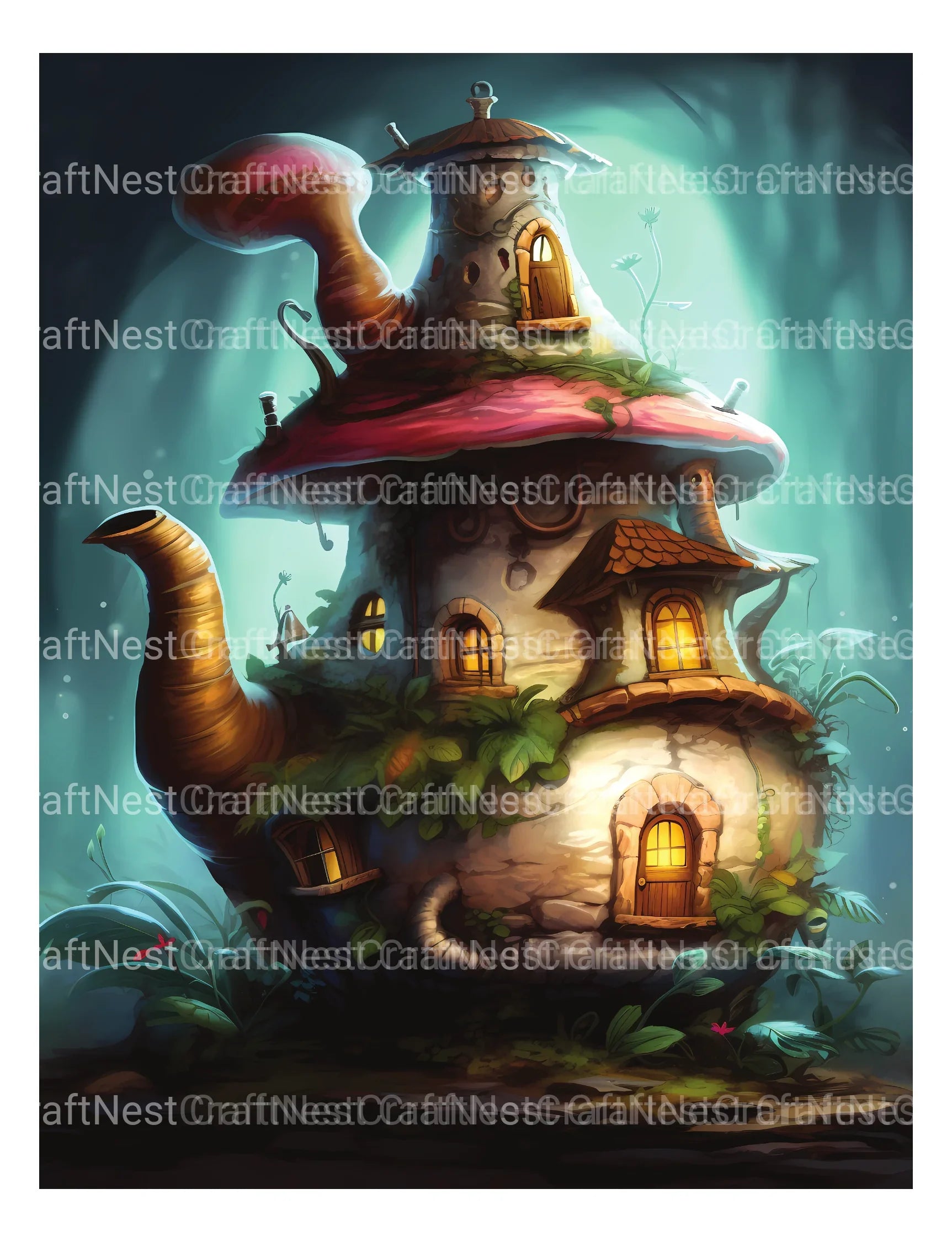 Teapot Fairy House Coloring Book - CraftNest - Digital Crafting and Art