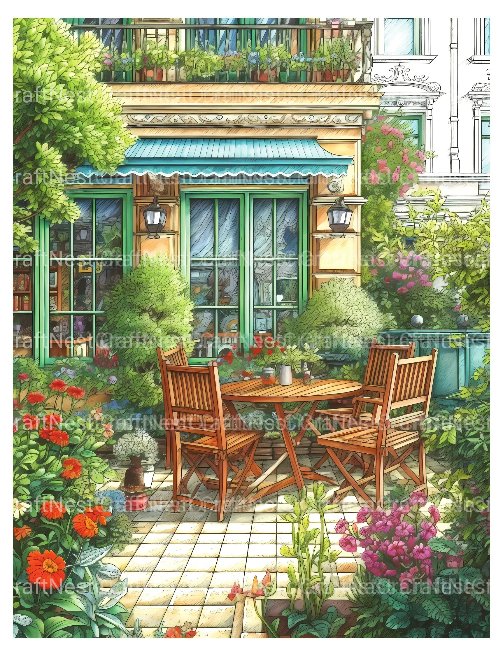 Garden Terrace Coloring Book - CraftNest - Digital Crafting and Art