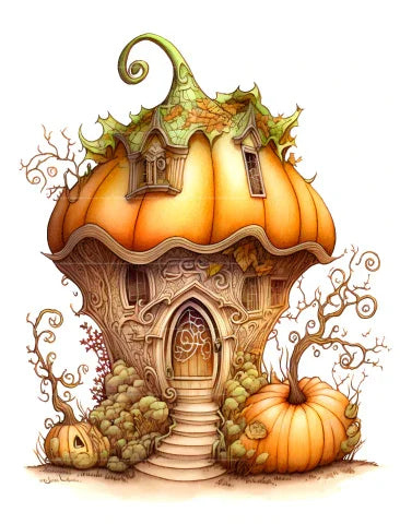 Pumpkin Fairy House Coloring Book