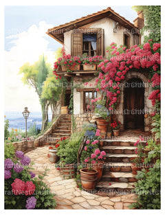 Italian Houses Coloring Book - CraftNest - Digital Crafting and Art