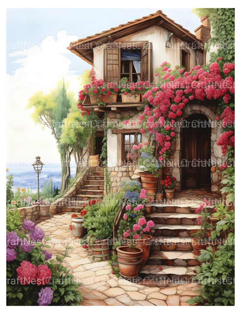 Italian Houses Coloring Book - CraftNest - Digital Crafting and Art