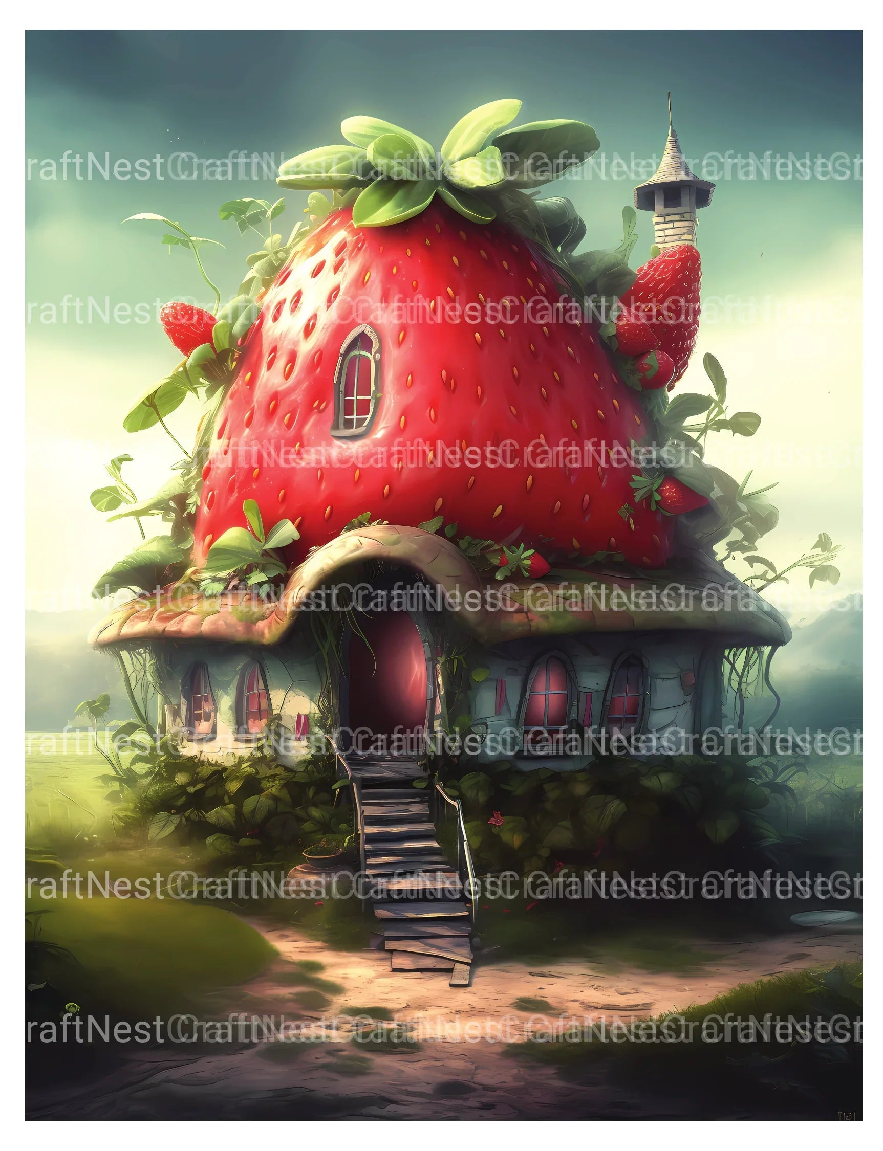Strawberry Fairy House Coloring Book - CraftNest - Digital Crafting and Art