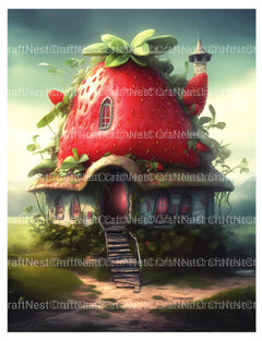 Strawberry Fairy House Coloring Book - CraftNest - Digital Crafting and Art