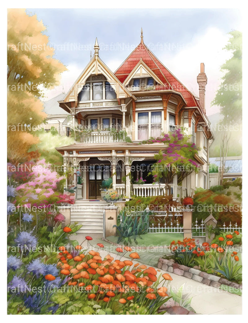Victorian Style Houses Coloring Book - CraftNest - Digital Crafting and Art