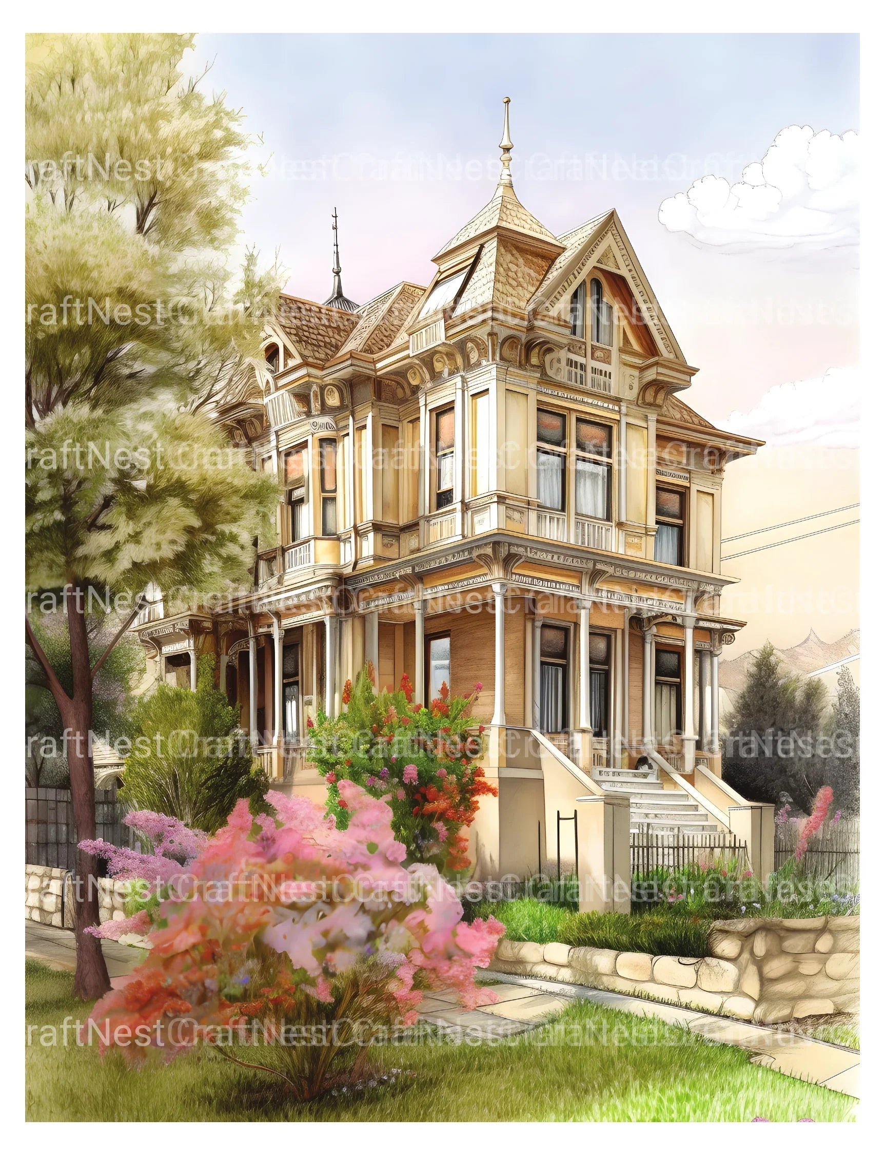 Victorian Style Houses Coloring Book - CraftNest - Digital Crafting and Art
