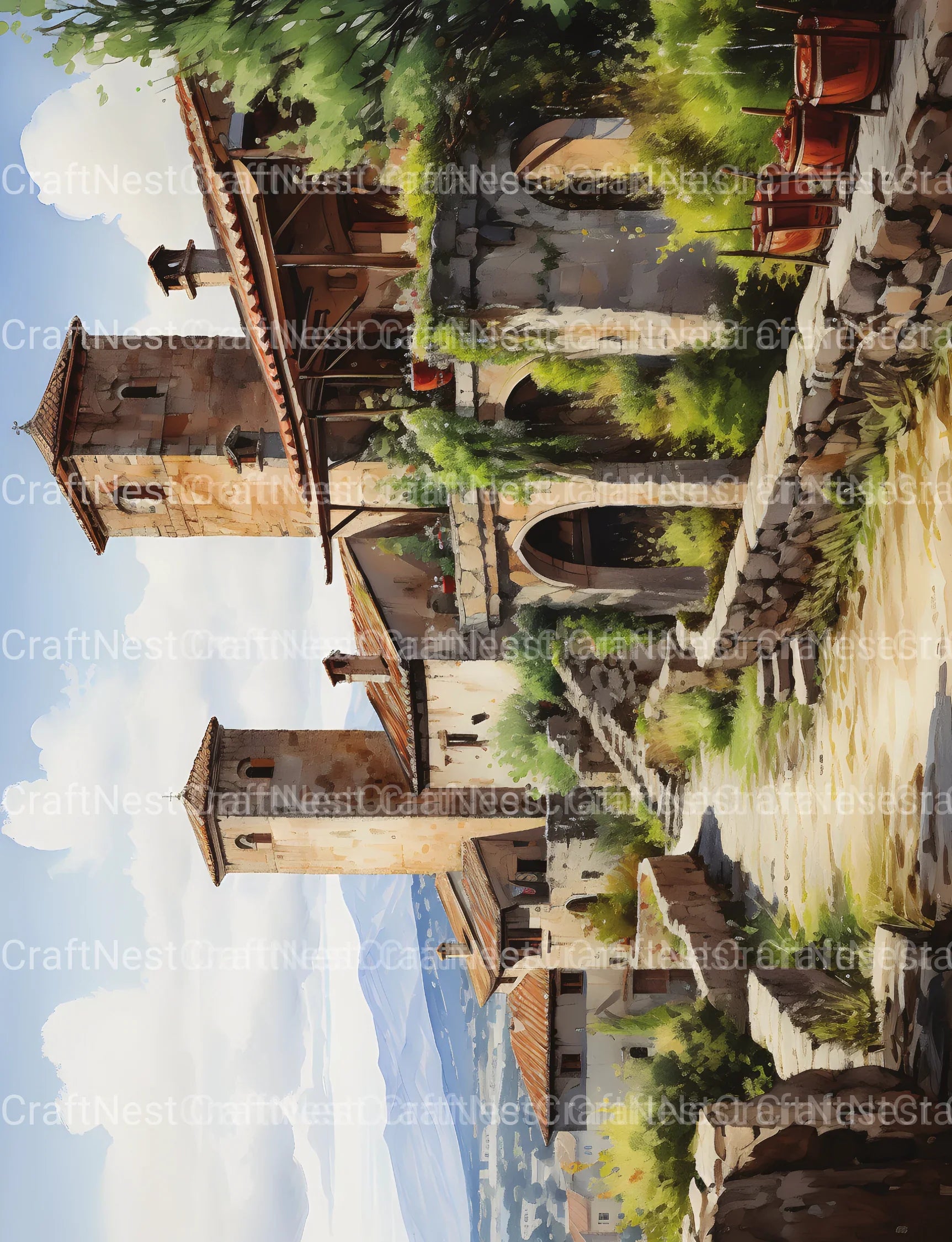 Italian Village Landscapes Coloring Book - CraftNest - Digital Crafting and Art