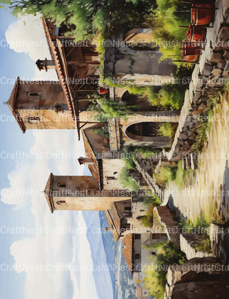 Italian Village Landscapes Coloring Book - CraftNest - Digital Crafting and Art