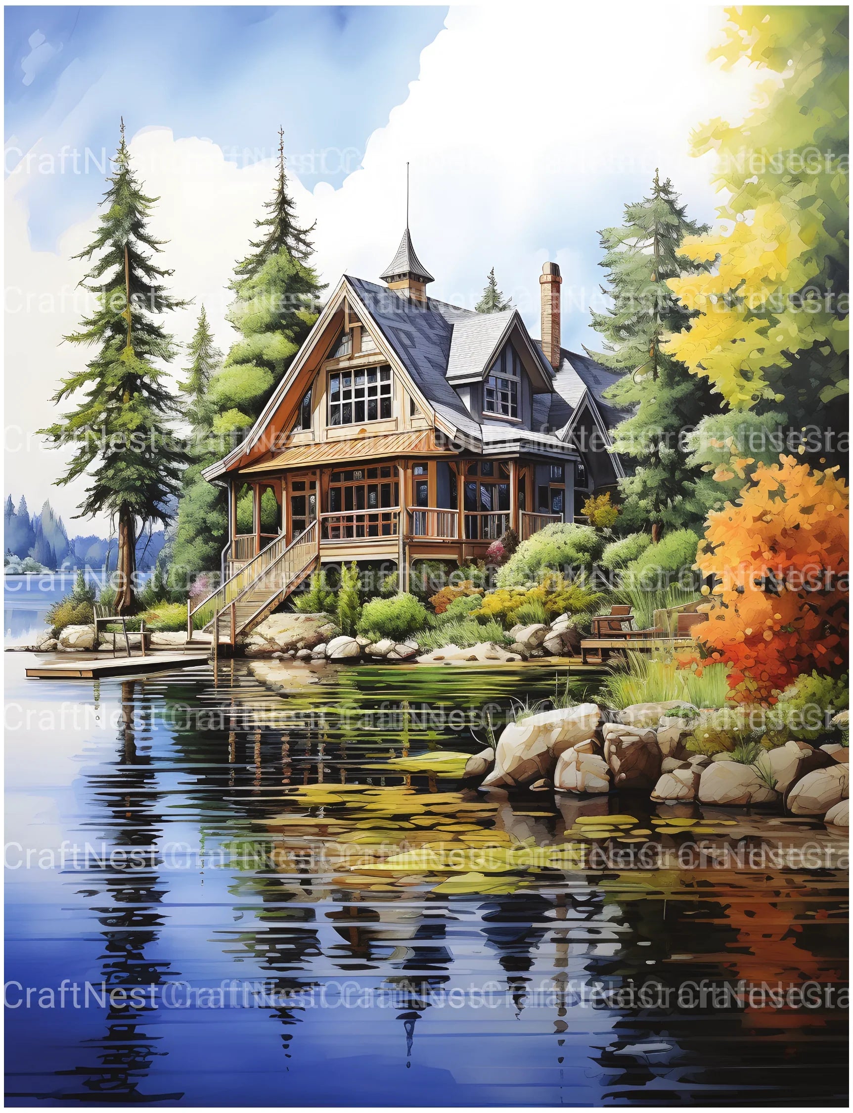 Lake Houses Coloring Book - CraftNest - Digital Crafting and Art