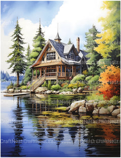 Lake Houses Coloring Book - CraftNest - Digital Crafting and Art