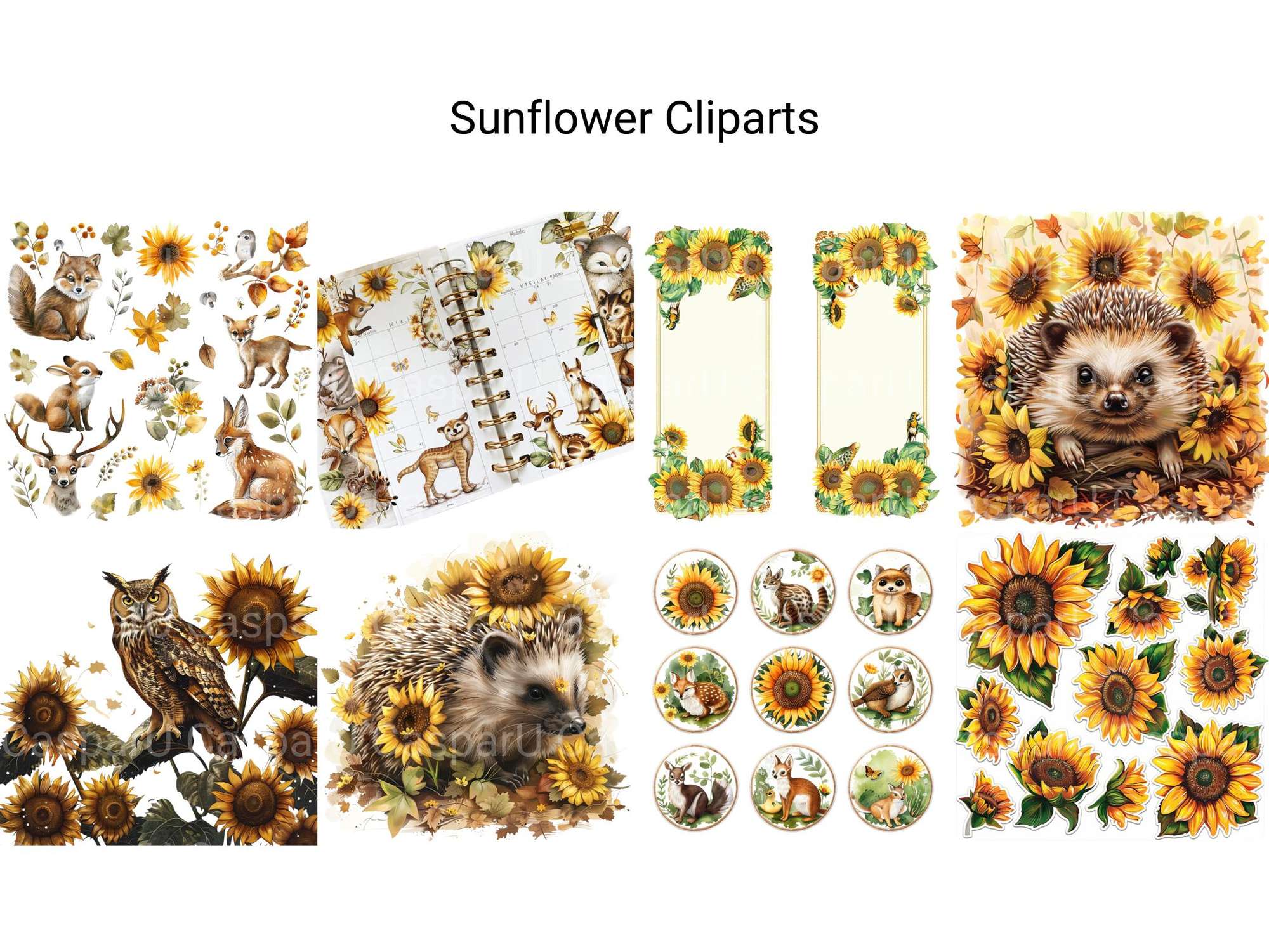 Sunflower Woodland Animals Clipart