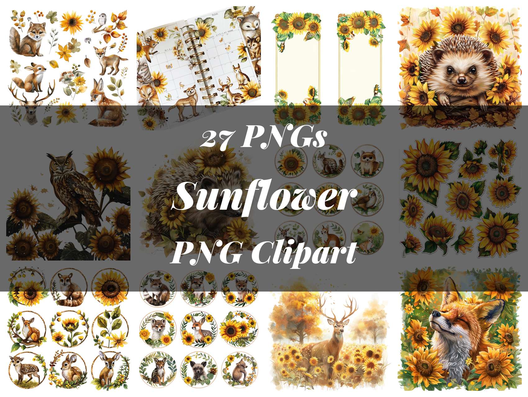 Sunflower Woodland Animals Clipart
