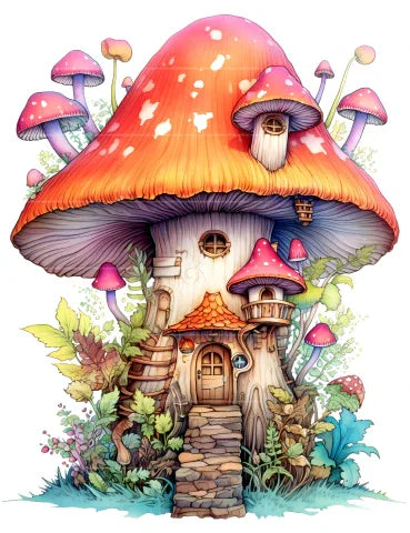 Magical Mushroom House Coloring Book - CraftNest - Digital Crafting and Art